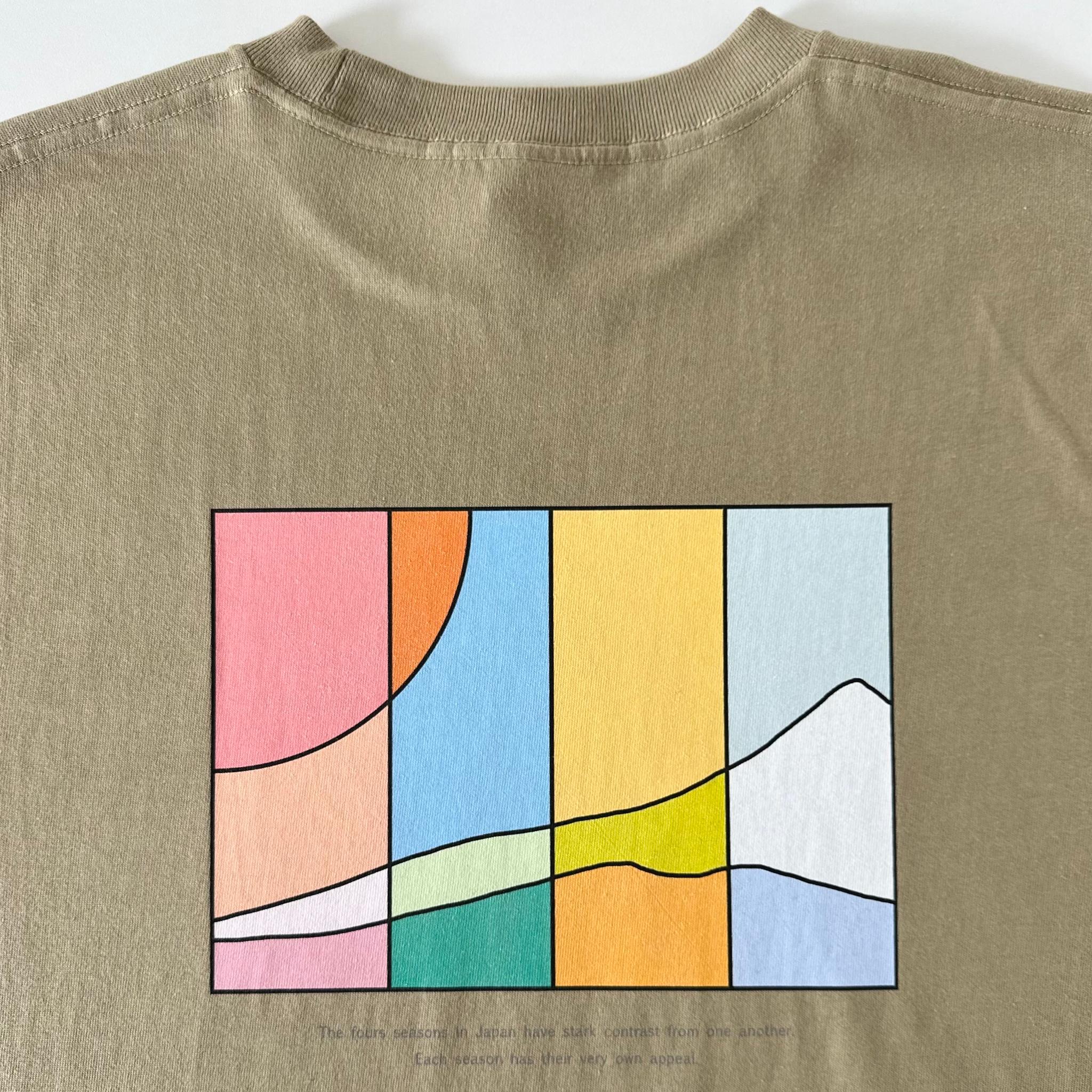 【ユニセックス】four seasonsバックプリント ビッグシルエットTシャツ 5色展開【Sカーキ】 | 7枚目